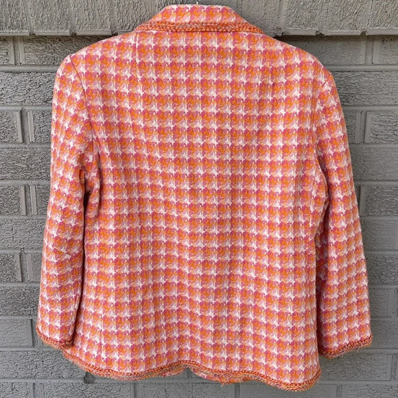 Vintage Pink and Orange Blazer with Bracelet Sleeves and Rhinestone Buttons- L - Picture 2 of 9